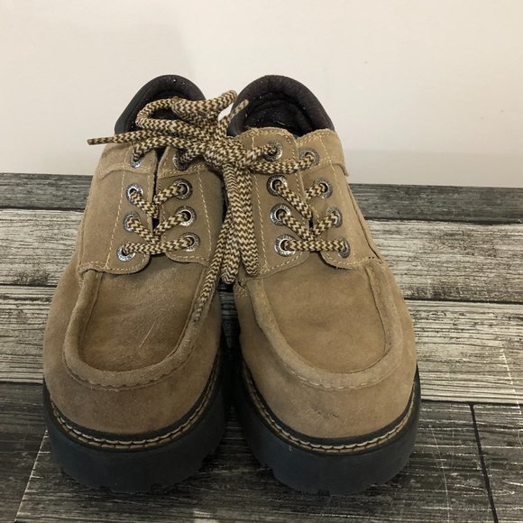 Y2K Nevada Brown Suede Leather Lace Up Platform Sonny Shoes Size 8 - Picture 5 of 10